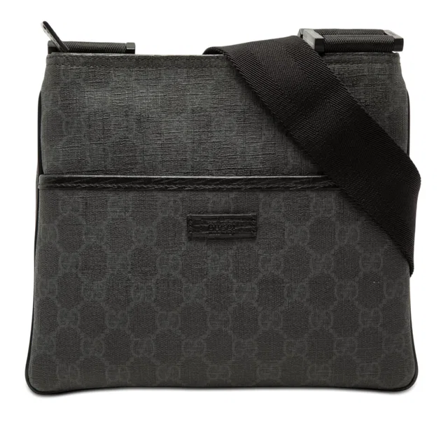 Black Gucci GG Supreme Crossbody in Black Coated canvas from Designer Revival