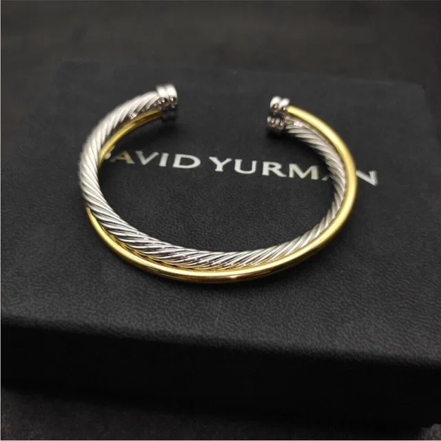 David Yurman Two-Tone Cable Cuff Bracelet In Silver And Gold in silver|gold|gray from Poshmark