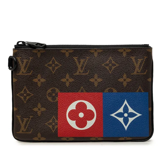Brown Louis Vuitton Monogram Logo Story Zipped Pouch MM Clutch Bag in Brown Coated canvas from Designer Revival, photo 1 of 1