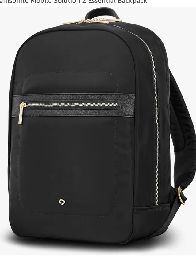 Samsonite Black Backpack With Gold Accents in pink|black Leather from Poshmark