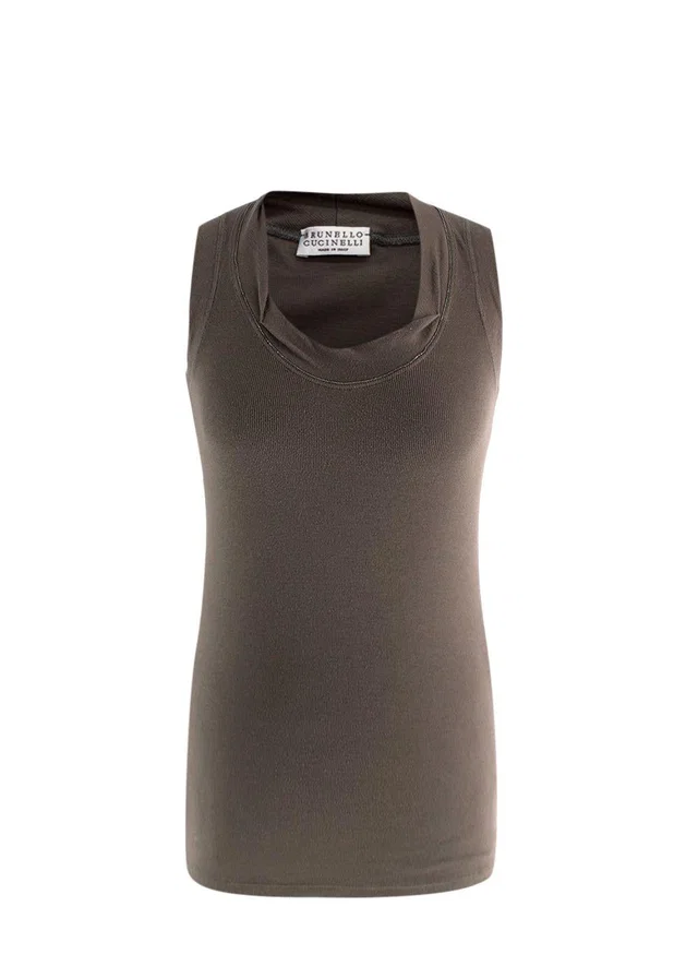 Brunello Cucinelli Soft Ribbed V Neck Tank Top from HEWI
