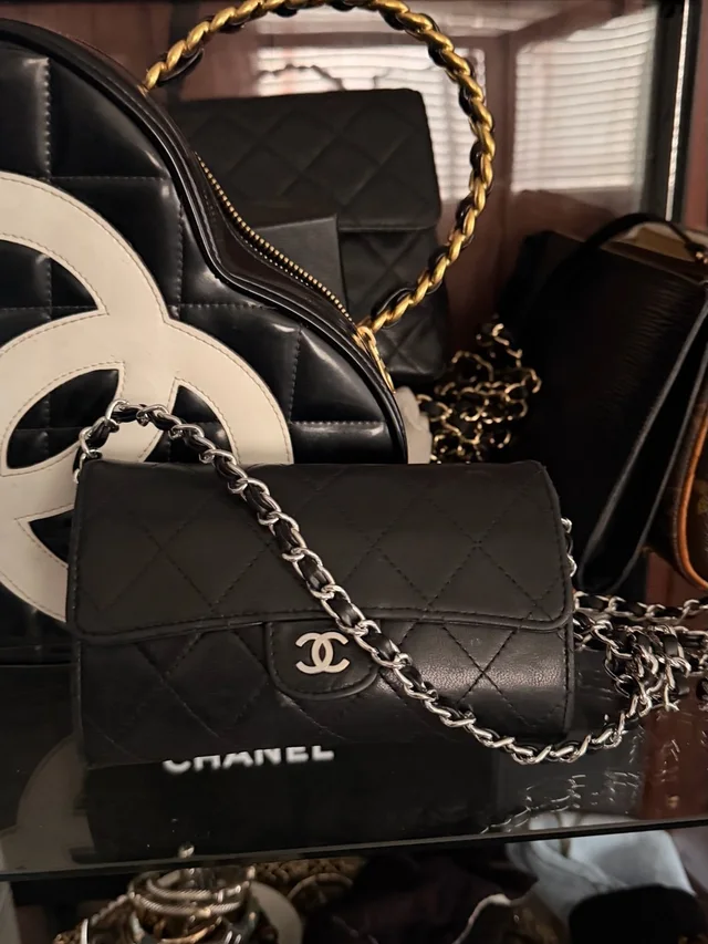 Chanel Quilted Lambskin Mini Wallet-On-Chain With Silver Hardware in black Lambskin from Poshmark, photo 3 of 15