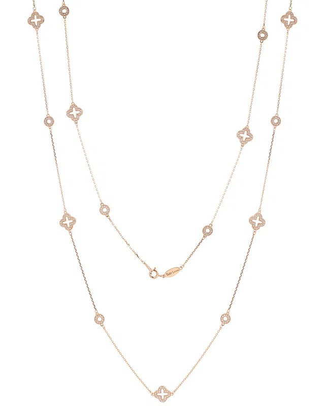 Suzy Levian CZ Jewelry Suzy Levian Silver CZ Clover Circle Station Necklace, image 1 of 1 from Rue La La