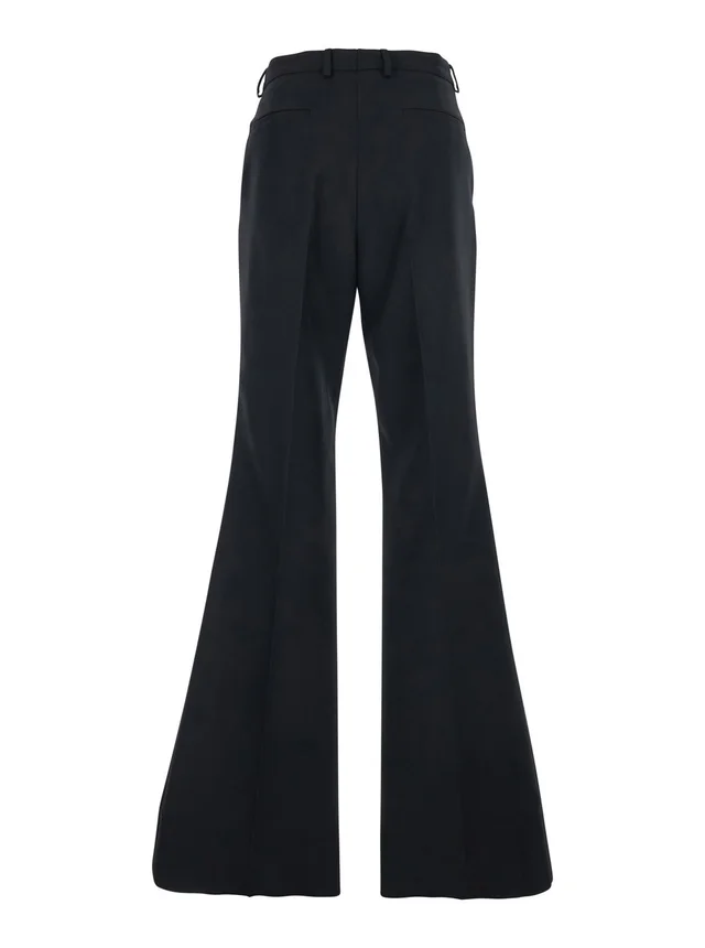 Valentino Pants with Flared Design and Pleats on Front and Back in Nylon and Wool Gabardine Black Men in Black 55% Polyester 45% Virgin Wool, photo 4 of 8 from Gaudenzi Boutique