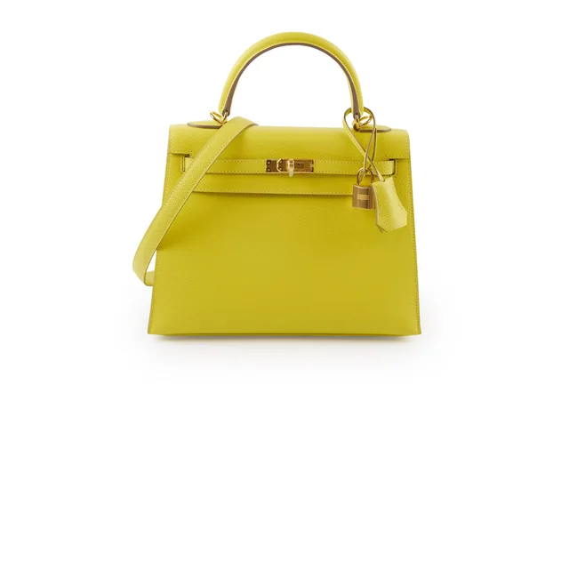 Hermès Kelly 25 Epsom Lime Y Stamp in Epsom leather from The Purse Affair