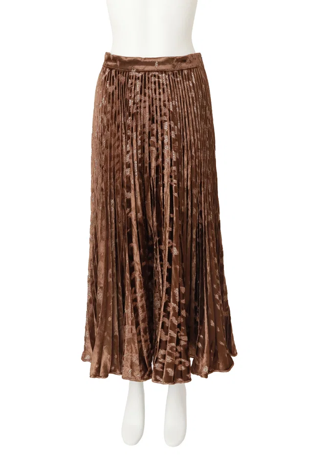Valentino Garavani Pleated Metallic Velvet Skirt in Velvet from Recess LA
