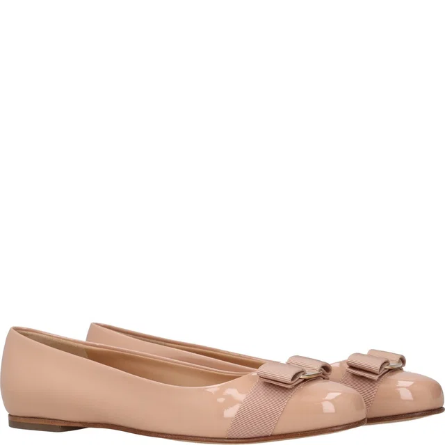 Ferragamo Varina Patent Bow-detail Ballet Flats in Patent leather from HEWI