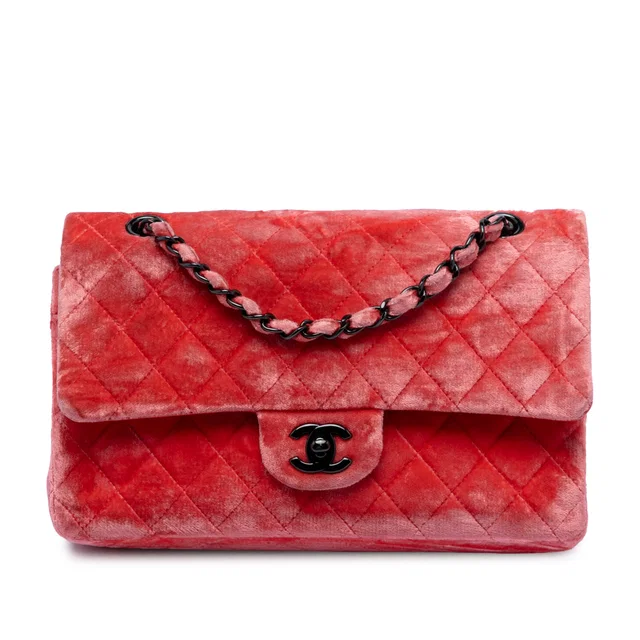 Red Chanel Medium Classic Velvet Double Flap Shoulder Bag in Red Velvet from Designer Revival, photo 1 of 1