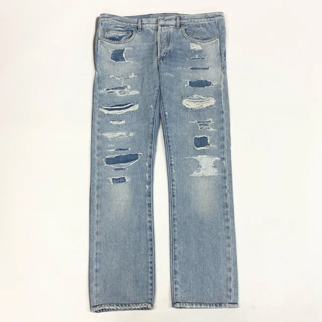Dior Kris Van Assche Era Repair Denim Pants Light Blue Cotton 32 in Blue Denim from The Reluxe