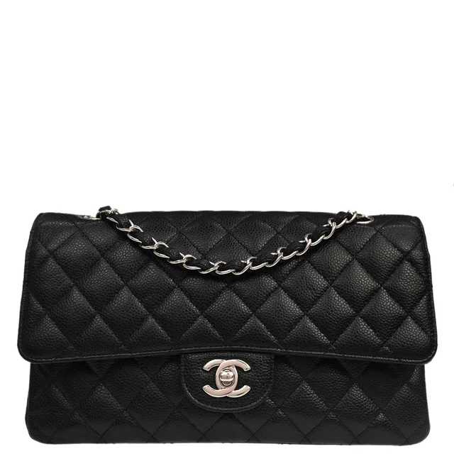 Chanel 2012 Black Caviar Medium Classic Double Flap Shoulder Bag in Black Caviar leather from AMORE Vintage Tokyo