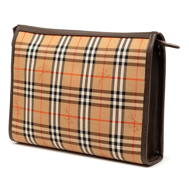 Beige Burberry Haymarket Check Canvas Clutch in Beige Canvas from Designer Revival, photo 2 of 6