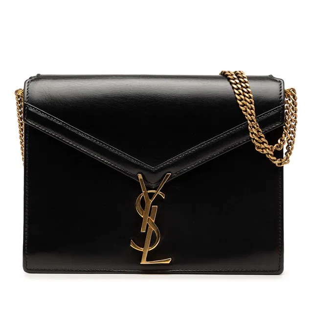Black Saint Laurent Smooth Calfskin Monogram Cassandra Clasp Bag in Black Calfskin from Designer Revival