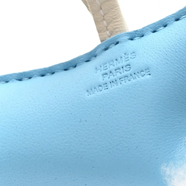 Hermès Milo Lambskin Shearling Budy Charm Ecru Celeste Craie in White Lambskin from FASHIONPHILE, photo 3 of 4