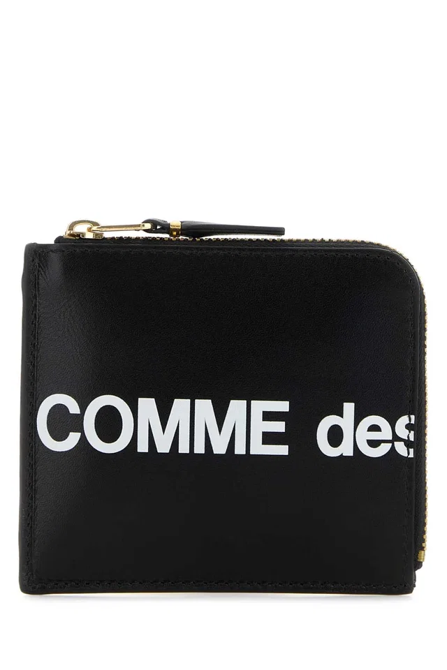 Comme des Garçons Logo Wallet — Black in Black Leather from HEWI
