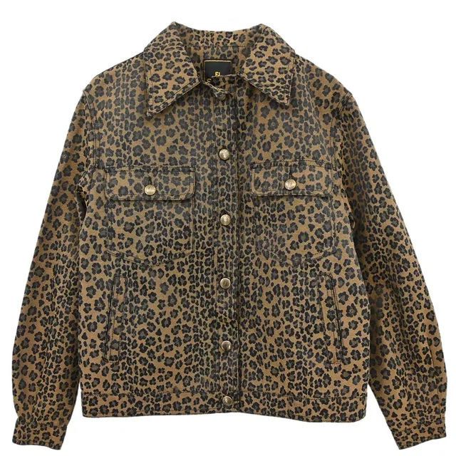Fendi Leopard Pattern Long Sleeve Jacket Brown Black in Black from AMORE Vintage Tokyo