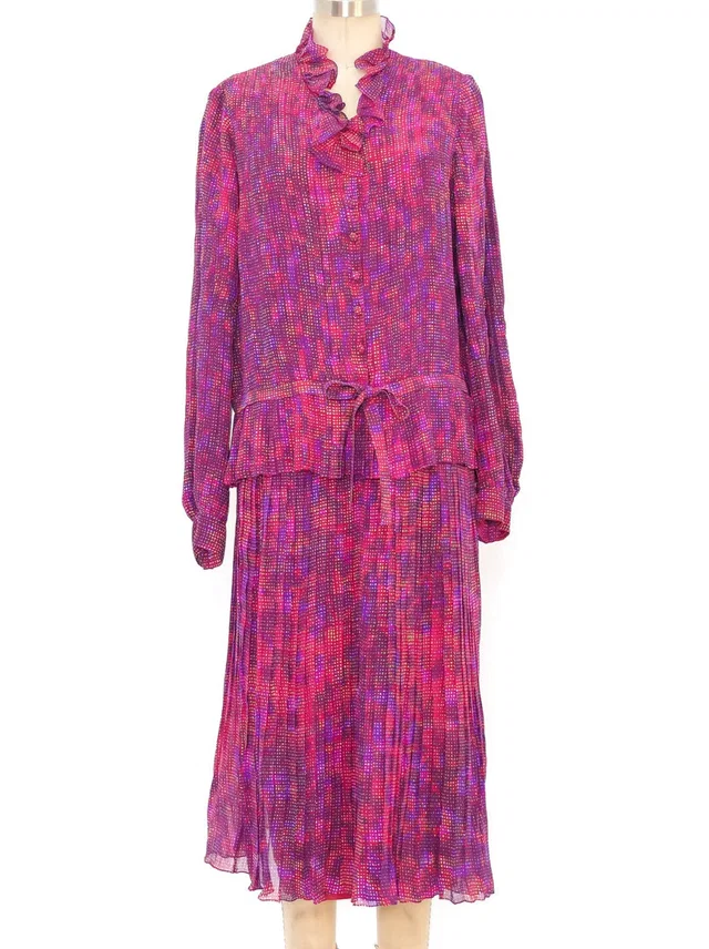 Chanel Haute Couture Digital Printed Skirt Ensemble in Multicolor Silk from Arcade Vintage