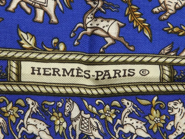 Hermès Chasse en Inde Cashmere Silk Shawl 140cm in Silk from Ann's Fabulous Finds, photo 2 of 5