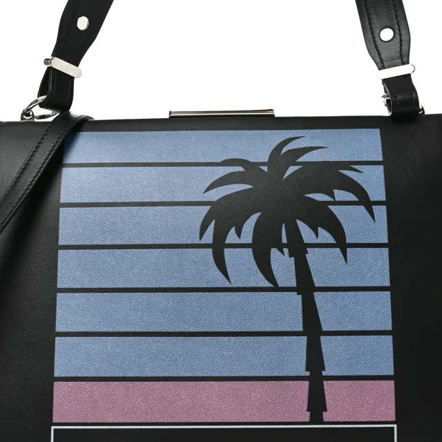 Prada City Calfskin Palm Tree Print Light Frame Bag Black Mare in Black Calfskin from FASHIONPHILE, photo 7 of 9