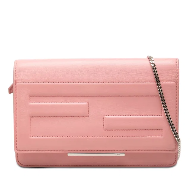 Pink Fendi Nappa Tube Wallet On Chain Crossbody Bag in Pink Nappa leather from Designer Revival