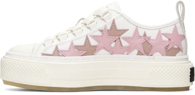AMIRI White & Pink Stars Court Low Sneakers, photo 8 of 10 from SSENSE