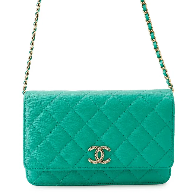 Chanel Matelasse Classic Chain Wallet GreenAP0250 Caviar Leather in Caviar leather from GALLERY RARE