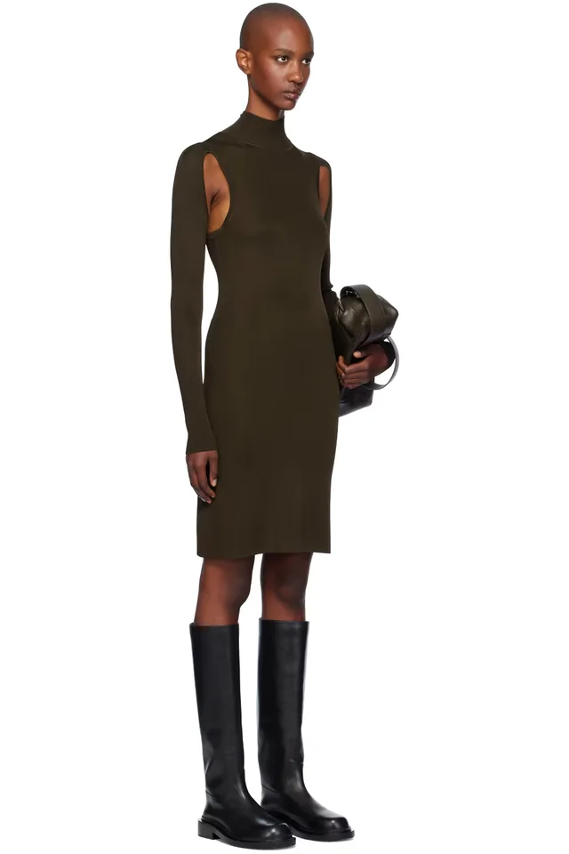 Helmut Lang Brown Air Turtleneck Midi Dress, photo 2 of 2 from SSENSE