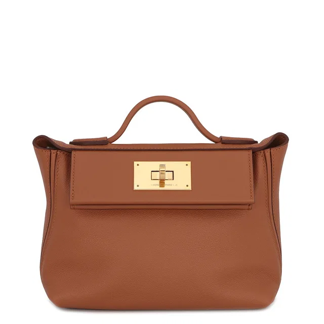 Hermès 24/ Sac Van Quatre Gold Evercolor Swift Leather Size Mini in Gold Swift leather from GALLERY RARE