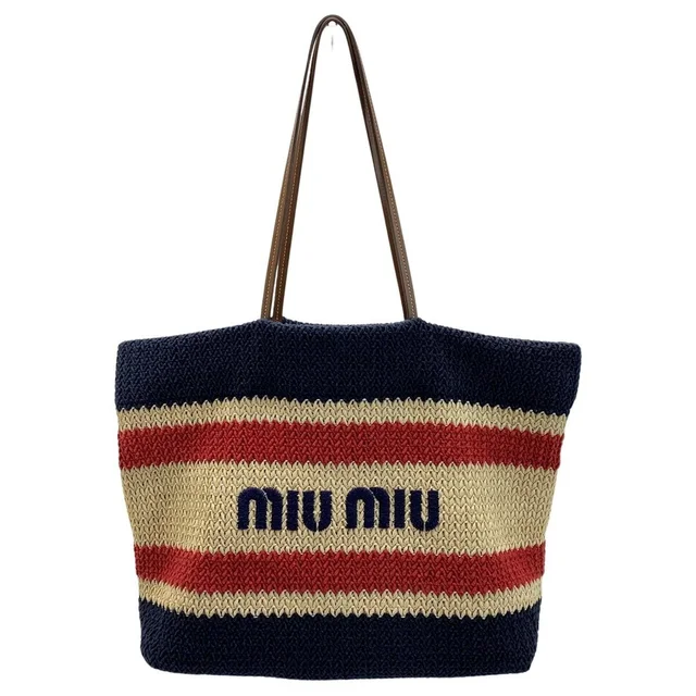 Miu Miu Striped Tote Bag Navy Blue Red in blue|red from Poshmark