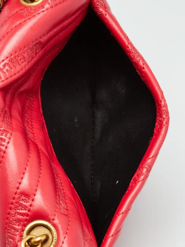 Balenciaga Red Quilted Embossed Leather BB Chain Round Small Flap Bag in Red Leather from Yoogis, photo 10 of 12
