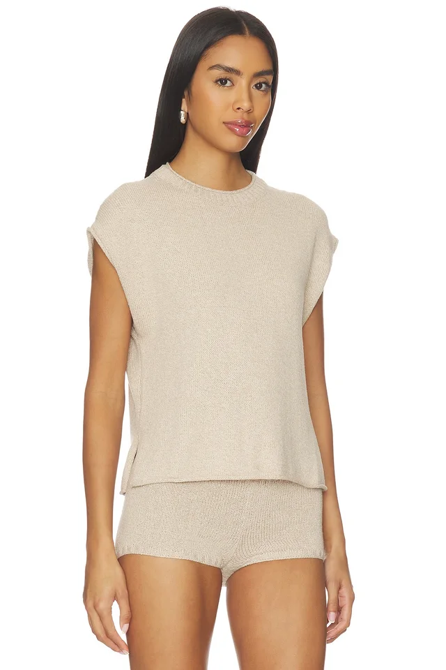 EAVES Cassian Knit Tee in Oatmeal, photo 2 of 4 from REVOLVE (Canada)
