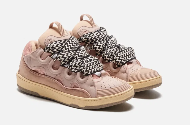 Lanvin Pink Curb Sneakers - 37 in Pink Leather from HEWI