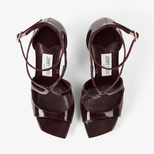 Jimmy Choo Deep Merlot Patent Leather Sandals, photo 5 of 5 from SENSER