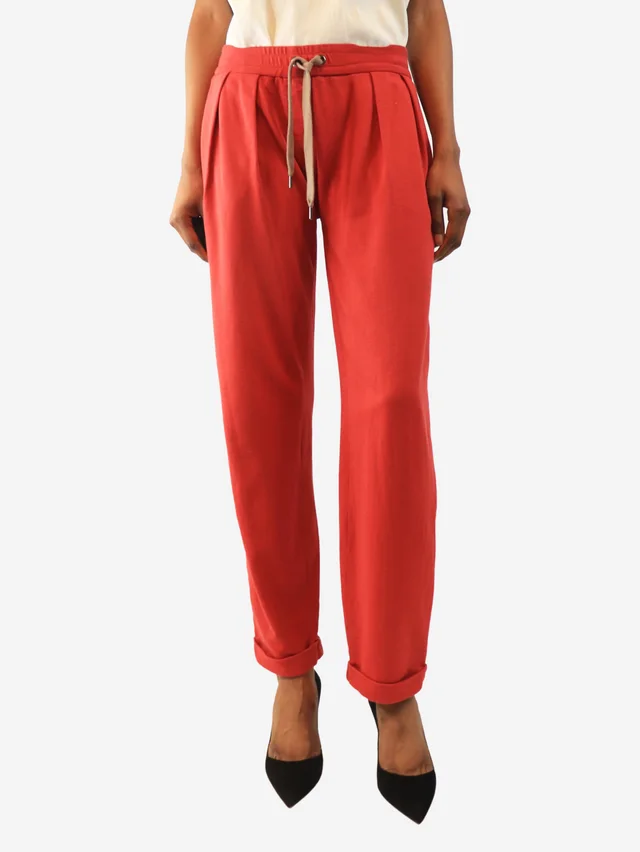Brunello Cucinelli Red pleated drawstring trousers - size S in Red from Sign of the Times