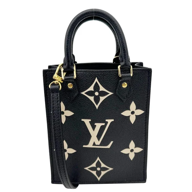 Louis Vuitton Petit Sac Plat Monogram Empreinte Leather Shoulder Bag Black in Black Leather from Dallas Designer Handbags
