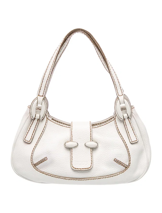 Tod's Leather Shoulder Bag in white Leather from The RealReal
