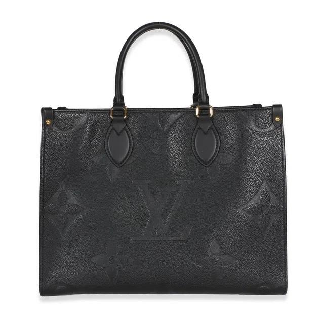 Louis Vuitton Black Giant Monogram Empreinte Onthego MM in Black Coated canvas from myGemma