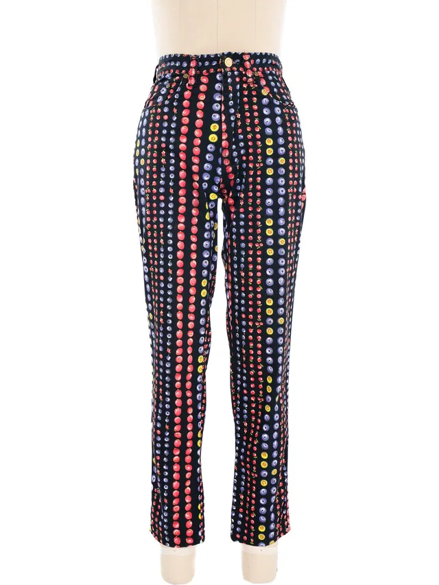 Versace Mixed Fruit Printed Jeans in Multicolor from Arcade Vintage