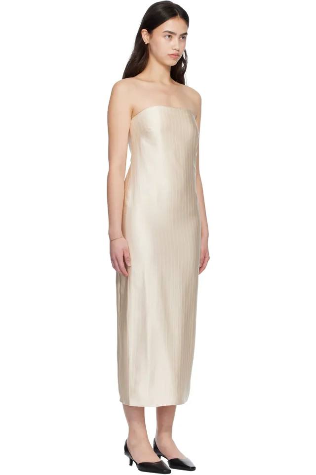 Loulou de Saison Beige GIULIA Bustier Midi Dress, photo 2 of 4 from SSENSE