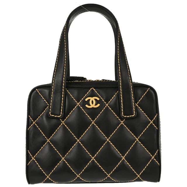 Chanel 2003-2004 Black Calfskin Wild Stitch Handbag in Black Calfskin from AMORE Vintage Tokyo