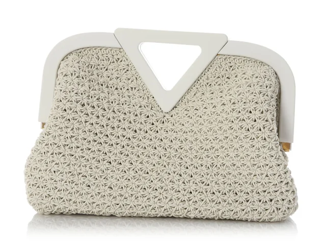 Bottega Veneta White Rubber Crochet The Point Bag in White Woven leather from Ann's Fabulous Finds, photo 2 of 9
