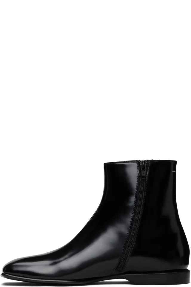 MM6 Maison Margiela Black Leather Ankle Boots, photo 3 of 5 from SSENSE