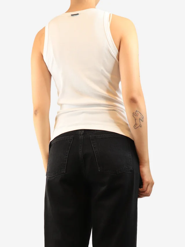 Brunello Cucinelli White ribbed tank top - size L in White from Sign of the Times, photo 2 of 2