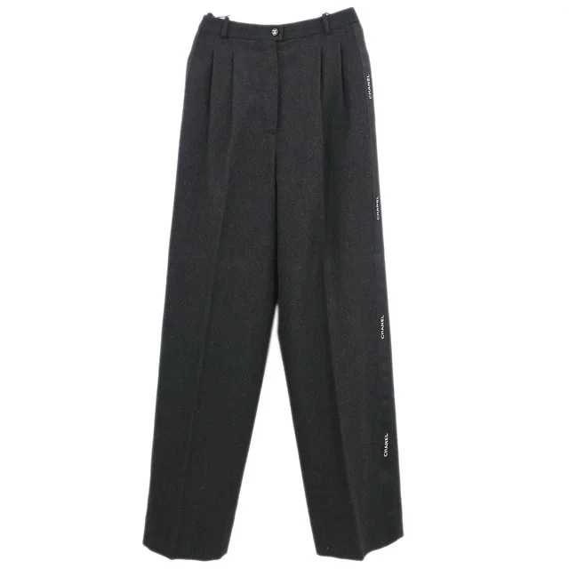 Chanel Long Pants Gray #36 in Grey Wool from AMORE Vintage Tokyo
