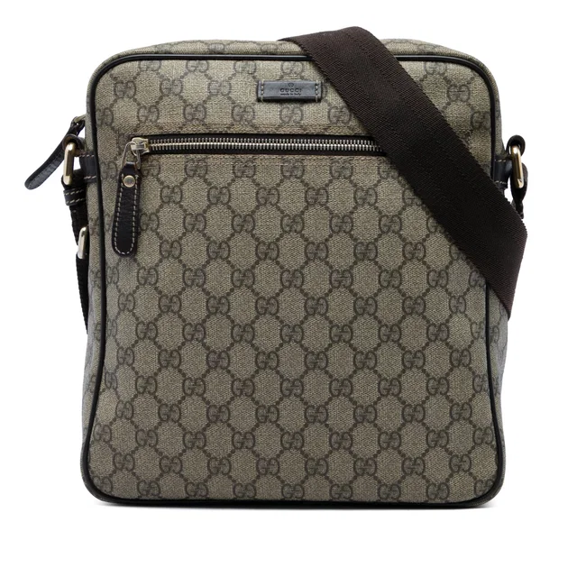 Beige Gucci GG Supreme Crossbody in Beige Coated canvas from Designer Revival