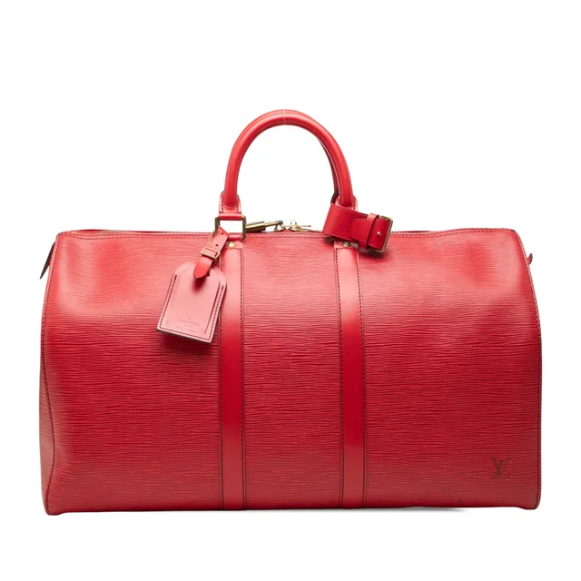 Red Louis Vuitton Epi Keepall 45 Travel Bag in Red Leather from Designer Revival, photo 1 of 1
