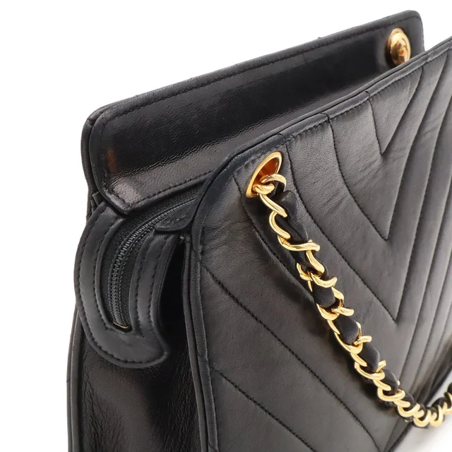 Chanel V-stitch Vintage Chain Shoulder Bag Crossbody Lambskin Leather Gold in Gold Lambskin from The Reluxe, photo 2 of 2