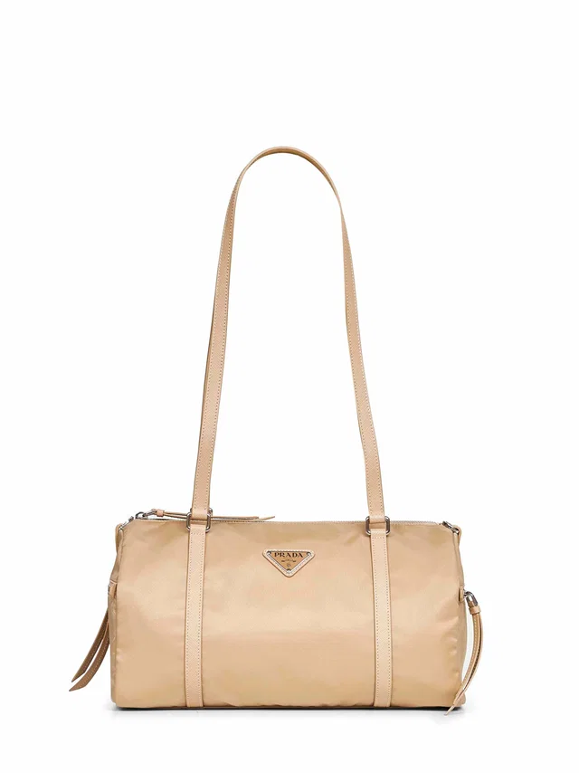 Prada Quilted Re-Nylon Duffel Shoulder Bag — Beige Recycled Polyamide in Beige Nylon from HEWI