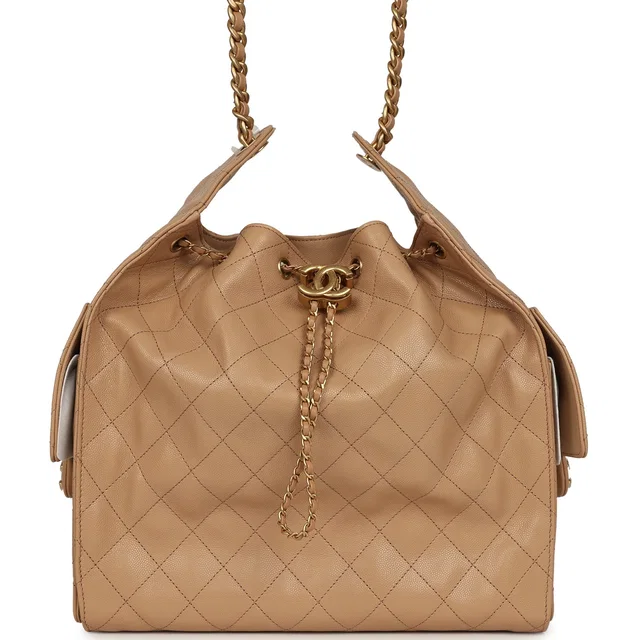 Chanel Medium 25 Hobo Bag Beige Caviar Antique Gold Hardware in Beige Caviar leather from Madison Avenue Couture