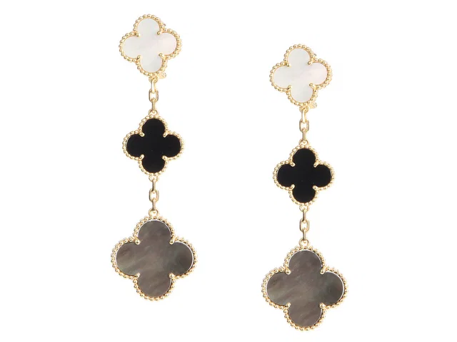Van Cleef & Arpels 18K Yellow Gold 3-Motif Magic Alhambra Earrings in Yellow from Ann's Fabulous Finds