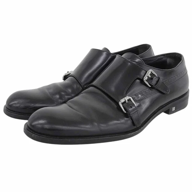 Louis Vuitton Logo Dress Shoes #8 1/2 Black in Black Leather from VINTAGE QOO TOKYO